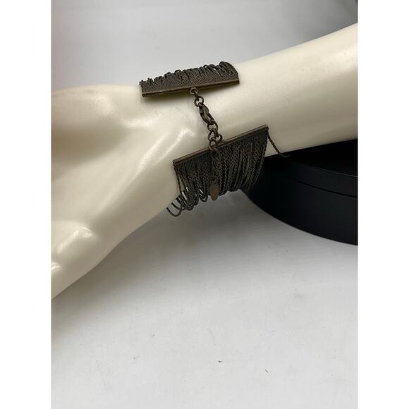 VCLM Signed Vintage Dark Bronze Multi Strand Metal Chain Bracelet - Picture 2 of 5